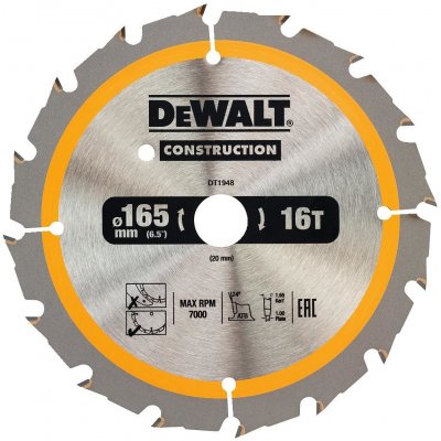 DeWALT DT1948 Pilový kotouč 165 x 20 mm, 16 zubů – Zboží Mobilmania
