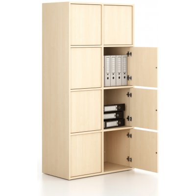 Frame Kancelářská skříň, 8x dveře, 872 x 450 x 1735 mm, PUSH-lock, bříza – Zboží Mobilmania