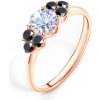 Prsteny Savicky zásnubní prsten Fairytale růžové zlato bílý safír černé diamanty PI R FAIR94