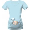 Těhotenské a kojící tričko Tričko s potiskem ahoj mimi dámské Atoll blue