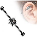 Piercingate Industrial piercing pavouček s pavučinou PIN00061 černá kuličky – Zboží Dáma