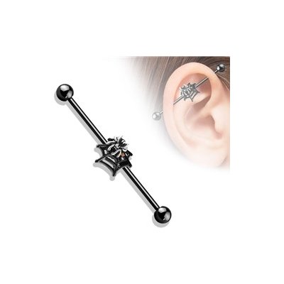 Piercingate Industrial piercing pavouček s pavučinou PIN00061 černá kuličky – Zboží Dáma