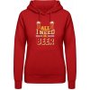 Dámská mikina s potiskem AWDis Hoodie mikina Vše, co potřebuji, je pivo Ohnivá červená