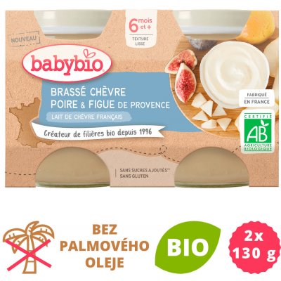 Babybio Brassé z kozího mléka hruška fík 2 x 130 g – Hledejceny.cz