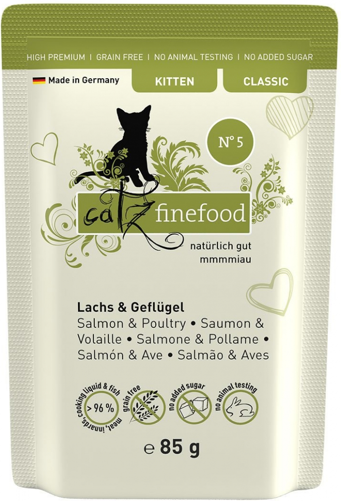 catz finefood Kitten No.05 losos & drůbeží maso 16 x 85 g