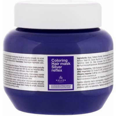 Kallos stříbrná maska proti žlutému nádechu vlasů Coloring Hair Mask Silver Reflex 275 ml