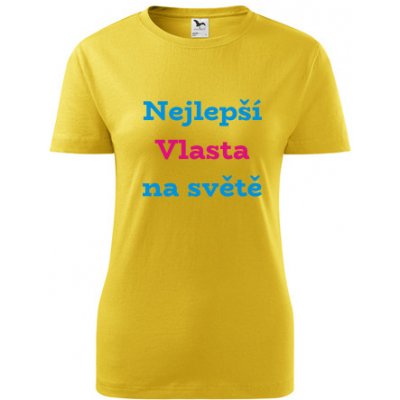 Žluté dámské tričko nejlepší Vlasta na světě tričko se jménem – Hledejceny.cz