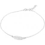 Šperky eshop Řetízek na kotník stříbro přívěsek gravírované andělské křídlo zirkony AC07.28 – Zboží Mobilmania