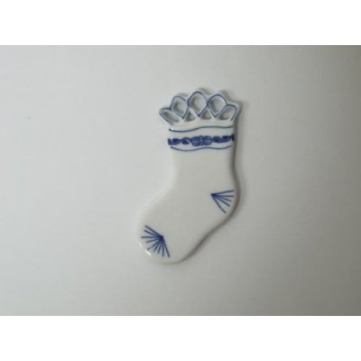 Cibulák Vánoční ozdoba ponožka 9,5 cm originální cibulákový porcelán Dubí cibulový vzor 10544