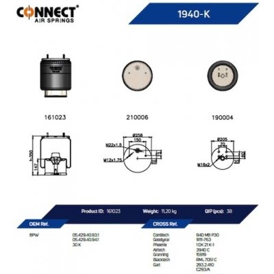 Měch pérování BPW 30K vč.kovového zvonu | Zboží Auto