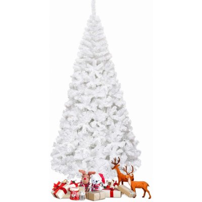 COSTWAY 240cm umělý vánoční stromek s 1138 špičkami PVC jehličím a kovovým stojanem ideální pro domácnost kancelář a obchody bílý – Hledejceny.cz