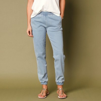 Blancheporte Rovné džíny s pružným pasem sepraná modré