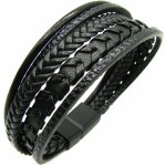 Steel Jewelry Kožený náramek Pánský Černý NR140920 – Hledejceny.cz
