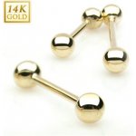 Šperky4U zlatý piercing do jazyka kuličky ZL01105-1616-YG – Sleviste.cz