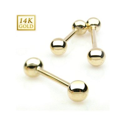 Šperky4U zlatý piercing do jazyka kuličky ZL01105-1616-YG