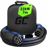 Green Cell Nabíjecí kabel Snap Typ 2 3-fáze 22 kW délka 7 metrů pro Tesla Model 3 S X Y, VW ID.3, ID.4 ID.5, Kia EV6 Audi E-Tron Fiat 500e a jiné – Zboží Mobilmania