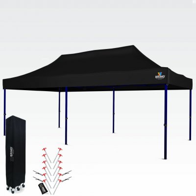 BRIMO Nepromokavý párty stan 3x6m bez 3 stěn Černá S. Ocel eco – Zboží Mobilmania