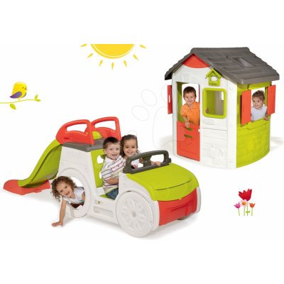 Smoby set domeček Jura Lodge a prolézačka Adventure Car 810500-6 – Zboží Mobilmania