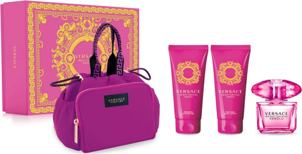 Versace Bright Crystal Absolu EDP 90 ml + tělové mléko 100 ml + sprchový gel 100 ml + kosmetická taštička dárková sada