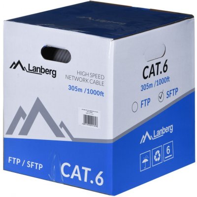 Lanberg LCS6-11CU-0305-S SFTP, CU, cat. 6, 305m, šedý – Zboží Živě