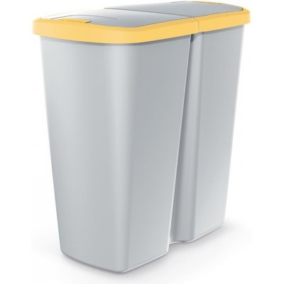 Prosperplast Odpadkový koš DUO šedý, 45 l, žlutá / šedá