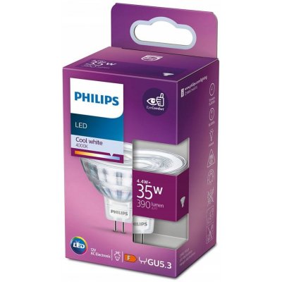 Philips LED žárovka GU5.3 MR16 4,4W = 35W 390lm 4000k Neutrální bílá 36° – Hledejceny.cz