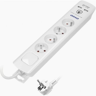 Orno OR-AE-13243/W/3M, 4x zásuvka, 2xUSB 2,1A, bílá, 3m 2KZAE13243W3M – Zbozi.Blesk.cz