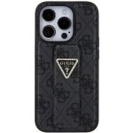 Guess PU Grip Stand 4G Strass Triangle Metal Logo iPhone 15 Pro černé – Zboží Mobilmania