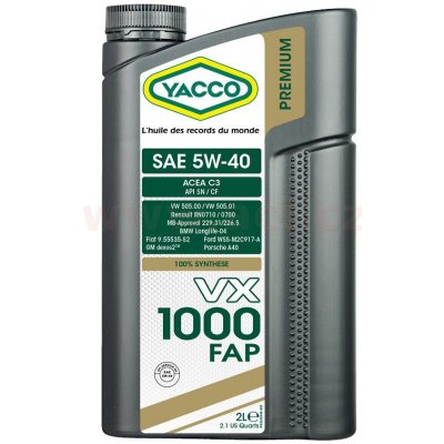 Yacco VX 1000 FAP 5W-40 2 l