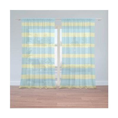 Sablio Záclony Modrožluté pruhy: 2ks 150x250cm – Hledejceny.cz
