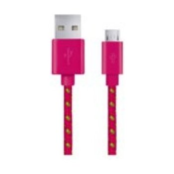 Esperanza EB176PB - 5901299912775 Micro USB 2.0 A-B M/M, opetený, plochý, 1m, růžový