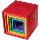 Grimm's Sada barevné duhové dřevěné krabičky velké 6 ks
