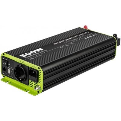 Kosun Měnič napětí výkon 500W čistý sinus UPS DC12V/AC230V USB černo-zelený KOS500-12 – Zbozi.Blesk.cz
