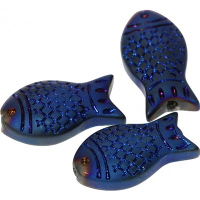 Modrá ryba, pokovená , 15x8x5mm – Zboží Mobilmania