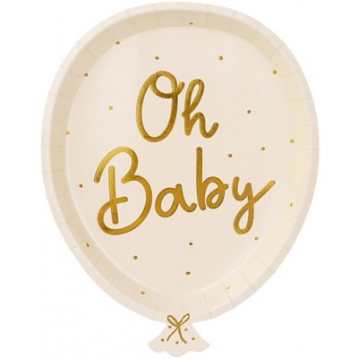 PartyDeco Talířky papírové “Balónek Oh Baby”, 17,5x22 cm – Sleviste.cz