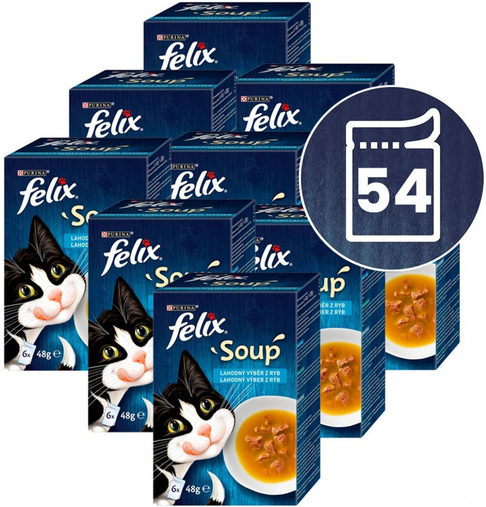 Felix Soup Lahodný výběr s treskou s tuňákem s platýsem 54 x 48 g