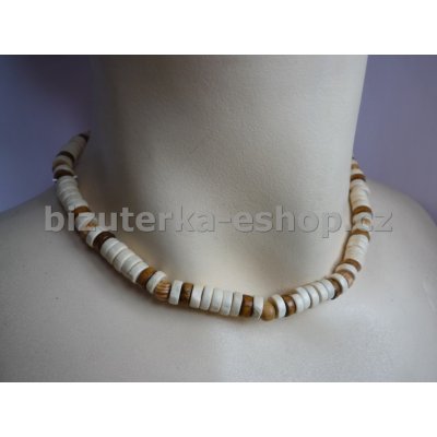 Bizuterka-eshop.cz dřevěné korále na krk smetanovo hnědé BZ-6674 – Sleviste.cz