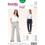 Střih Burda zelený 6859 - dámské kalhoty s gumou v pase pro plnoštíhlé