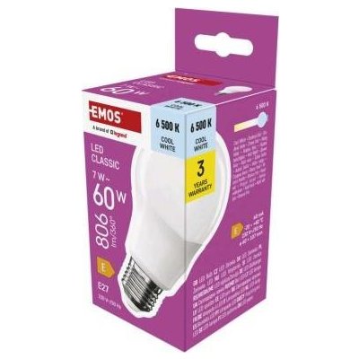 Emos LED žárovka Classic A60 E27 7 W 60 W 806 lm Studená bílá – Zboží Živě