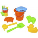 Lena Sada na písek plast kbelík 18x16cm, sítko, lopatka, hrábě a formička 3ks – Zboží Dáma