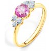 Prsteny Savicky zásnubní prsten Fairytale žluté zlato růžový safír bílé safíry PI Z FAIRL464