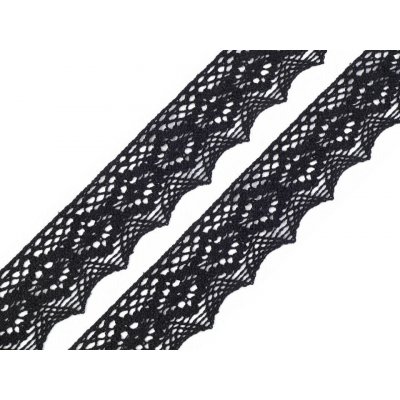 Bavlněná krajka paličkovaná šíře 46 mm, střední, 6 černá – Zboží Dáma