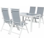 LIVARNO home Sada hliníkového zahradního nábytku s rozkládacím stolem a křesly Houston, 5dílná, bílá/šedá – Zboží Dáma