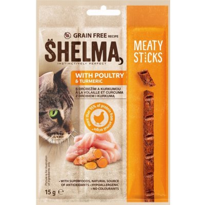Shelma Sticks s drůbežím a kurkumou GF 15 g