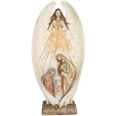 Clayre & Eef Béžová antik dekorace anděl se svatou rodinou Angel - 19*10*40 cm – Hledejceny.cz