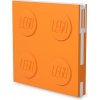 Poznámkový blok LEGO® čtvercový zápisník s gelovým perem Oranžový 15,9 x 15,9 cm