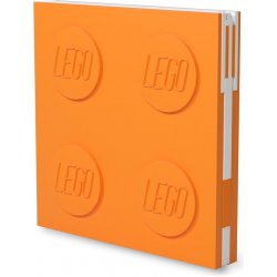 LEGO® čtvercový zápisník s gelovým perem Oranžový 15,9 x 15,9 cm