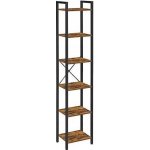 TEXTILOMANIE Taylor Regál s černou konstrukcí, 6 polic, hnědý – Hledejceny.cz