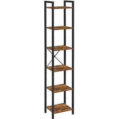 TEXTILOMANIE Taylor Regál s černou konstrukcí, 6 polic, hnědý – Hledejceny.cz