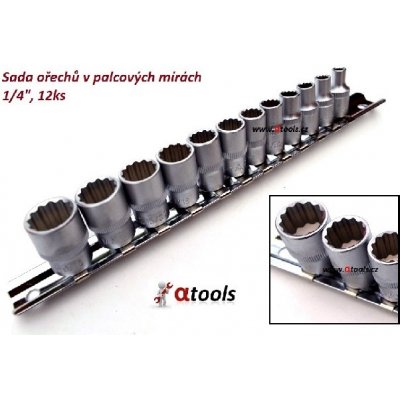 Nástrčné hlavice 12hranné palcové 3/8", 5/32" - 9/16", sada 12 ks na liště - ASTA A-IN222 – Hledejceny.cz
